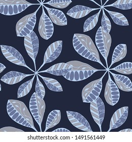 Palm Leaves. Seamless Texture with Asian Plants.