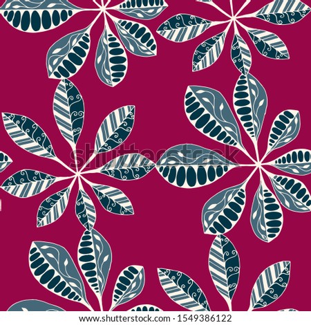 Palm Leaves. Seamless Texture with Asian Plants.