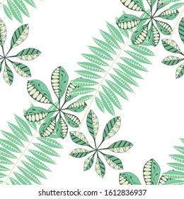 Palm Leaves. Seamless Texture with Indian Plants