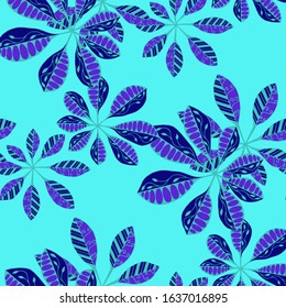 Palm Leaves. Seamless Texture with Indian Plants.