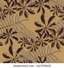 Palm Leaves. Seamless Texture with Indonesian