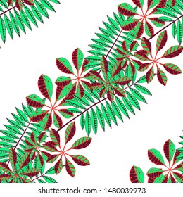 Palm Leaves. Seamless Texture with Orient Plants
