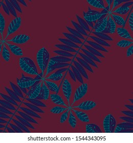 Palm Leaves. Seamless Texture with Orient Plants
