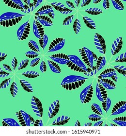 Palm Leaves. Seamless Texture with Orient Plants.