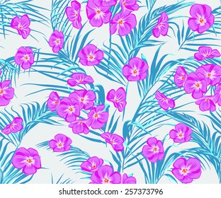 palm leaves seamless tropical pattern