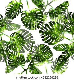 Palm leaves. Seamless vector background. Floral background. 