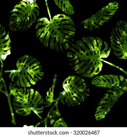 Palm leaves. Seamless vector background. Floral background. 