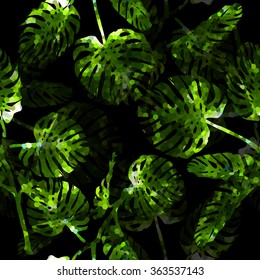 Palm leaves. Seamless vector background. Floral background. 