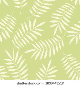 Palm leaves seamless vector pattern. Minimal floral background. Exotic tropical plant leaf print illustration. Summer jungle print. Leaves of palm tree on paint lines.