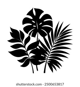 Palm Leaves Silhouette Illustration isolated on white background