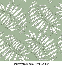 Palm leaves silhouettes pattern. Vector seamless tropical background. 