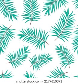 Palm leaves summer seamless pattern