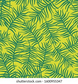 Palm leaves, summer vector seamless pattern.