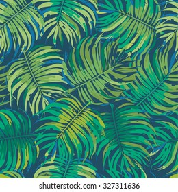 Palm Leaves Tropic Seamless Vector Pattern