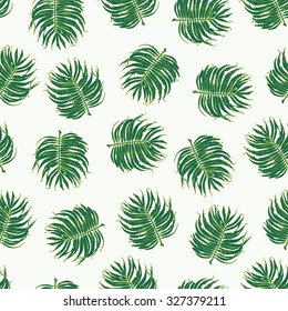 Palm Leaves Tropic Seamless Vector Pattern