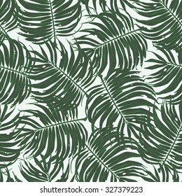 Palm Leaves Tropic Seamless Vector Pattern