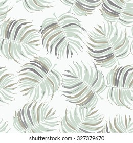 Palm Leaves Tropic Seamless Vector Pattern