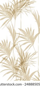 Palm leaves. Tropical background pattern. Graphic design with amazing palm trees suitable for fabrics, packaging, covers. Beige 