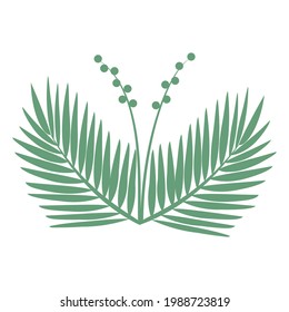 Hojas de palma. Fondo tropical. Ilustración plana vectorial.