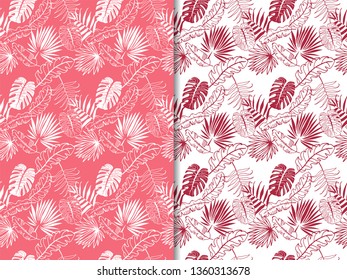 palm leaves tropical seamless floral abstract pattern hand drawn