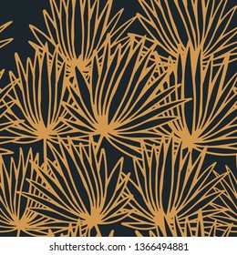 palm leaves tropical seamless floral pattern hand drawn sketch