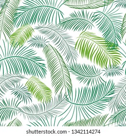 palm leaves tropical seamless pattern