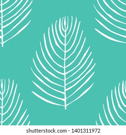 palm leaves tropical seamless pattern floral hand drawn sketch