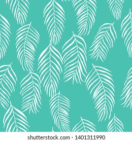 palm leaves tropical seamless pattern floral hand drawn sketch