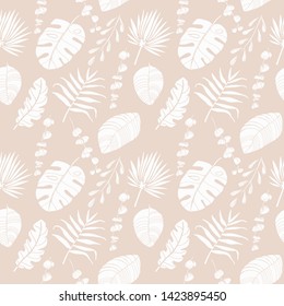 palm leaves tropical seamless pattern hand drawn 
