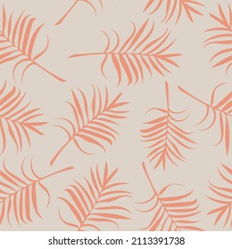 patrón de hojas de palma tropical sin costura. vector dibujado a mano. papel pintado, textil, papel envolvente, fondo, estampado floral. colores de moda 2022.