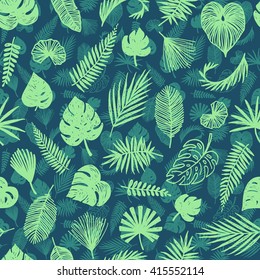 Palm Leaves Vector Background Seamless Trendy Stock Vector (Royalty