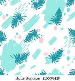 Palm Leaves Vector Print Illustration for Surface ,Invitation, Notebook, Banner, Wrap Paper ,Textiles, Cover, Magazine , Postcard Background ,Textile ,Wallpaper, Fashion , Phone Cover , Advertising