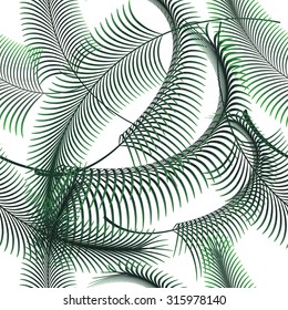Palm leaves vector seamless pattern. Tropical leaf background, jungle tree branch on white.
