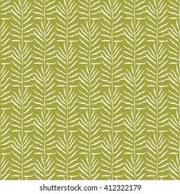 Palm leaves vector seamless pattern. Tropical leaf background, jungle tree branch. Botanical fan ornament