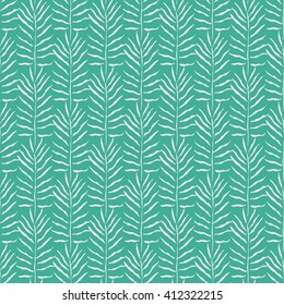 Palm leaves vector seamless pattern. Tropical leaf background, jungle tree branch. Botanical fan ornament
