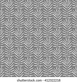 Palm leaves vector seamless pattern. Tropical leaf background, jungle tree branch. Botanical fan ornament