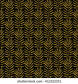 Palm leaves vector seamless pattern. Tropical leaf background, jungle tree branch. Botanical fan ornament