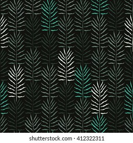 Palm leaves vector seamless pattern. Tropical leaf background, jungle tree branch. Botanical fan ornament