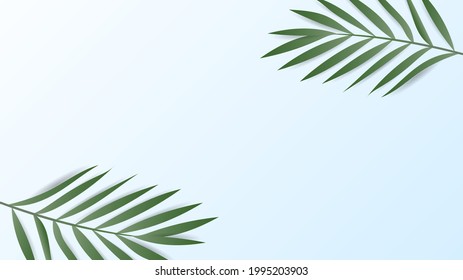 Palm left frame on blue background, illustration vector eps 10