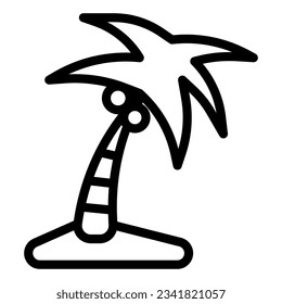 Palm line icon, Summer concept, Palm tree silhouette on island sign on white background, Coconut palm tree icon in outline style mobile concept web design. Vector graphics.