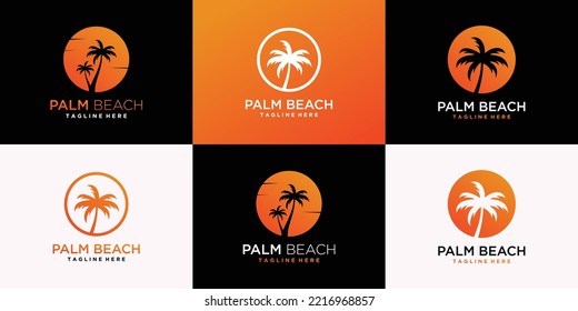Colección de logotipo de palma con concepto de elemento creativo vector premium vector premium