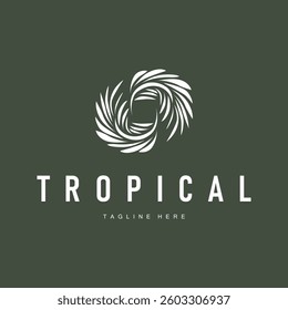 palm logo concept of a palm tree with simple, elegant, minimalist leaves template for cafe, business, restaurant and other product brands