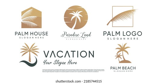 Palm-Logo-Designkollektion mit kreativem Element-Konzept
