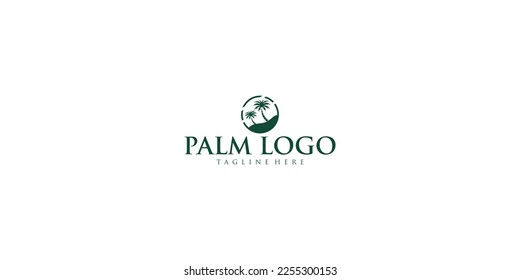 Palm logo design with creative concept premium vector