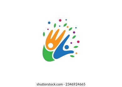 Palm logo design with happy family combination