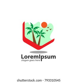 Palm Logo Design with Hexagonal Shape