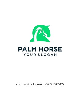 palm logo design with horse