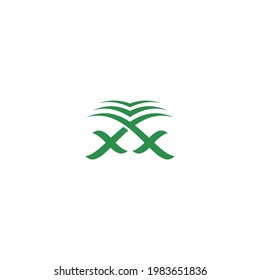 Palm logo design inspiration, palm logo design with crossed sword vector illustration isolated on white background