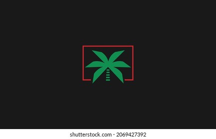 PALM LOGO DESIGN WITH NEGATIVE SPACE EFFECT FOR ILLUSTRATION USE