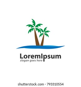 Palm Logo Design and Sea Wave